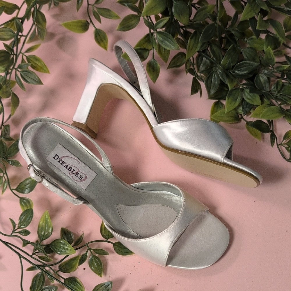 Dyeables Silver Satin Heels
